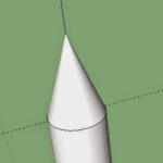 Cone formation process for the pencil tip in SketchUp using Follow Me tool