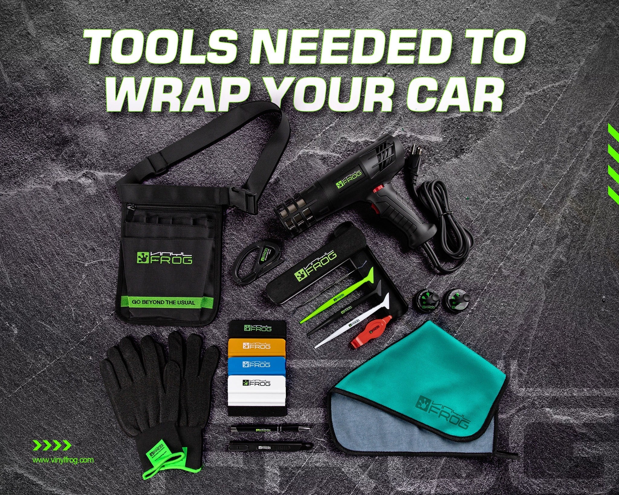 Comprehensive set of car wrapping installation tools for professional application