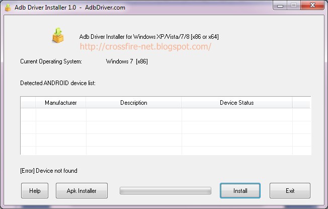 ADB Driver Installer interface