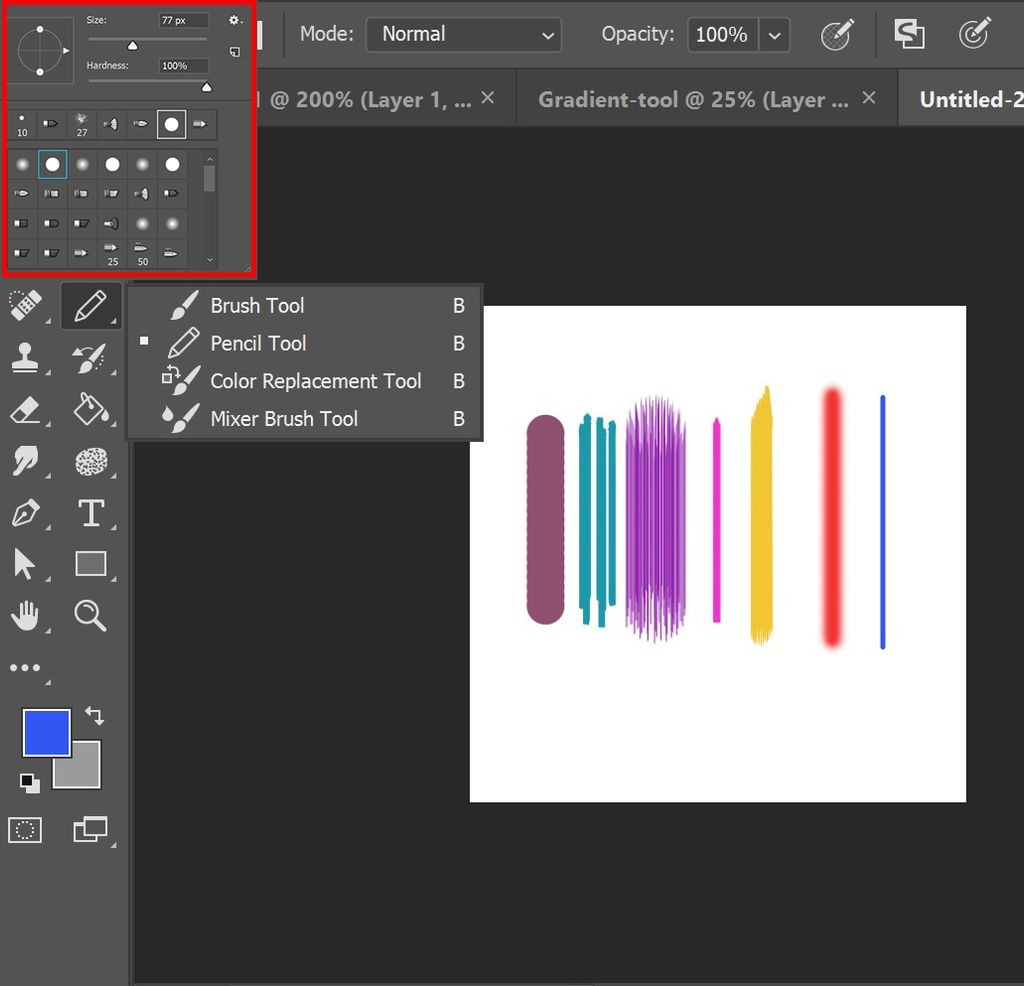 Fungsi-brush-tool-dan-Fungsi-pencil-tool