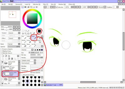 Applying Base Eye Color with Brush Tool in Paint Tool SAI