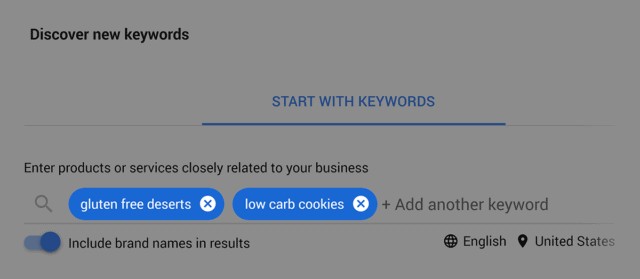 google keyword planner multiple keywords