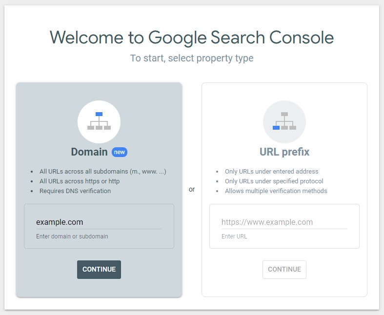 google search console homepage