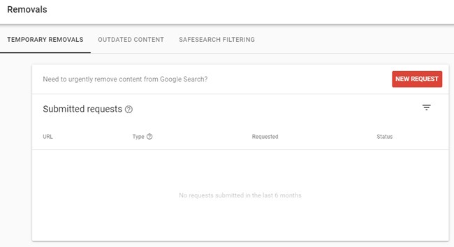 Google Search Console Removals Tool