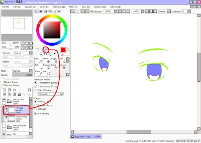 Selecting Eye Area with Magic Wand in Paint Tool SAI