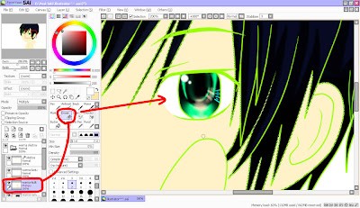 Erasing Skin Color from Eye Whites in Paint Tool SAI