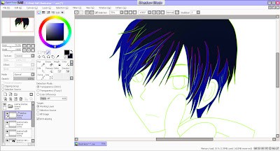 Selecting Hair Shading Area with Magic Wand in Paint Tool SAI