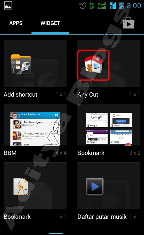 Any Cut Widget on Android Home Screen