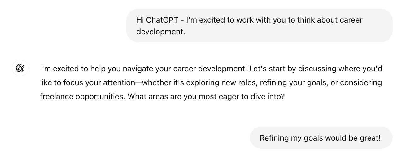 Initial ChatGPT Prompt for Career Coaching