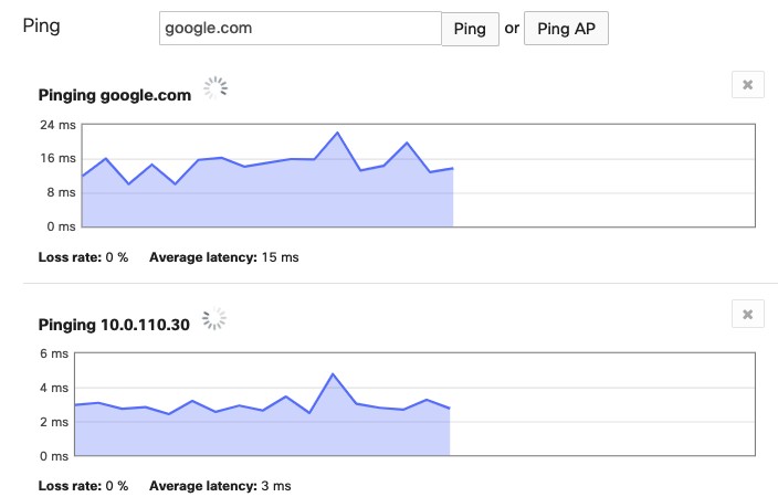 Screenshot of ICMP Ping test from Live Tools