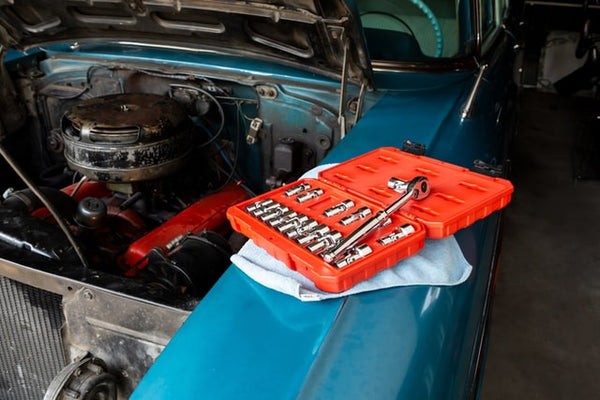 Socket Sets - Essential components of a cars repair tools kit, showing various sizes and drives for different automotive repair needs